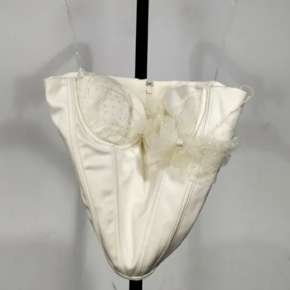 New NWOT HOCB Kim Ivory Draped Tulle Corset Medium - Picture 3 of 4